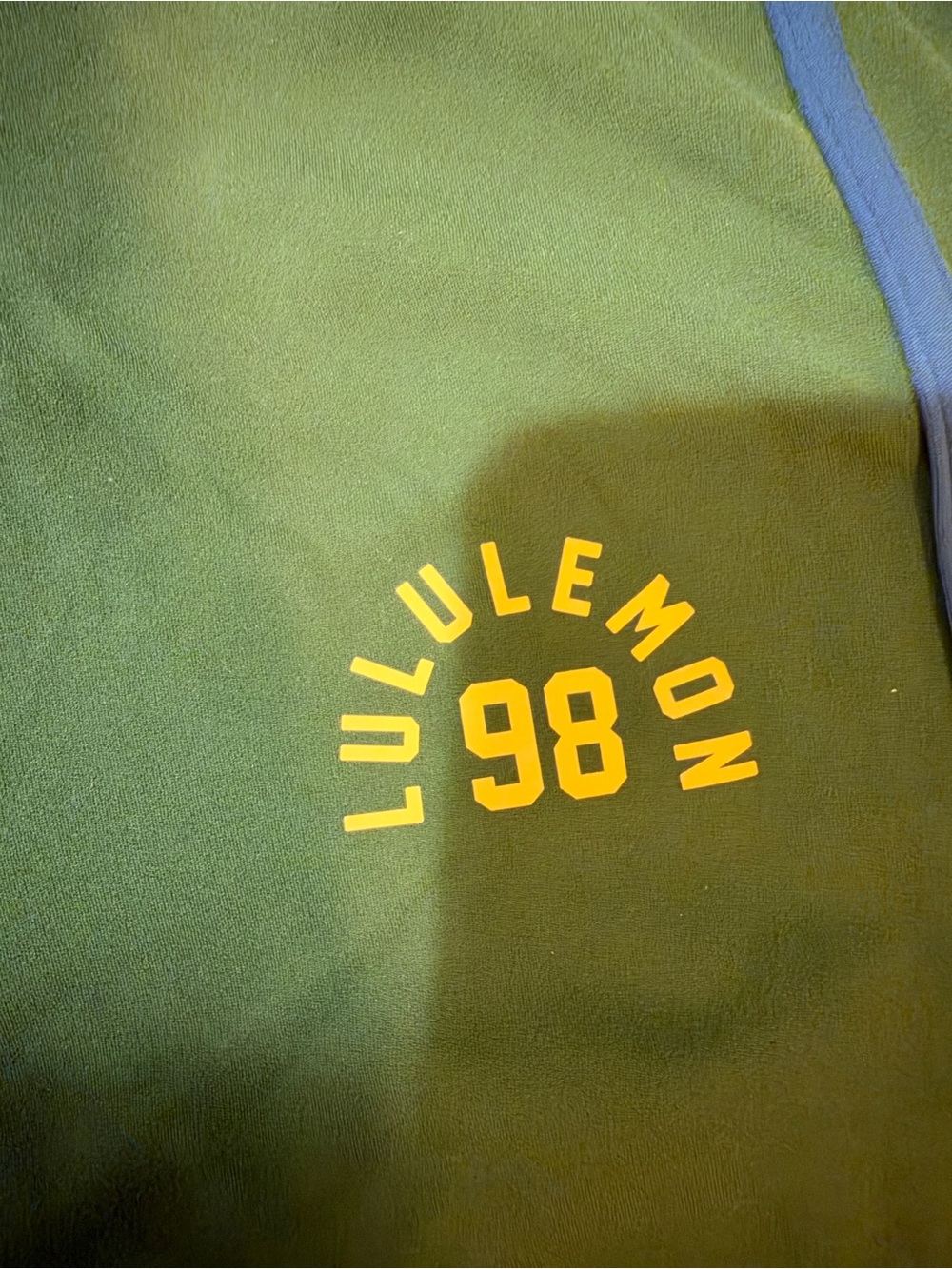 lululemon athletica Men's Olive Green Shorts with Yellow '98' Graphic